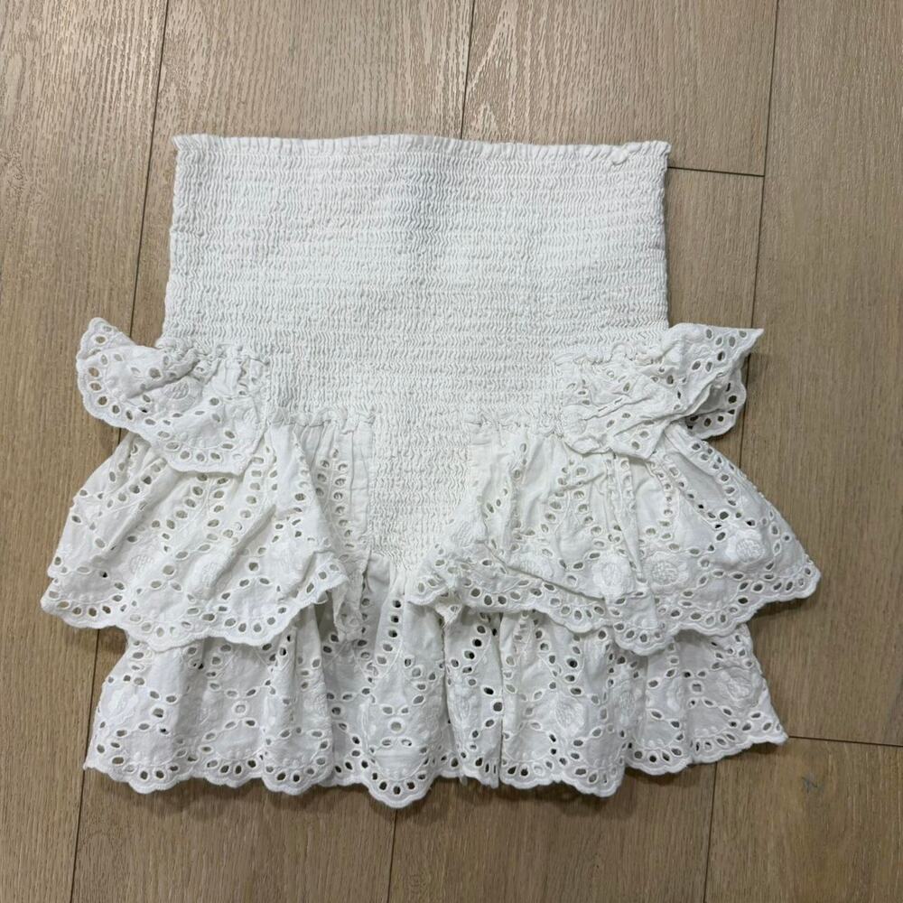 White linen ruffle skirt